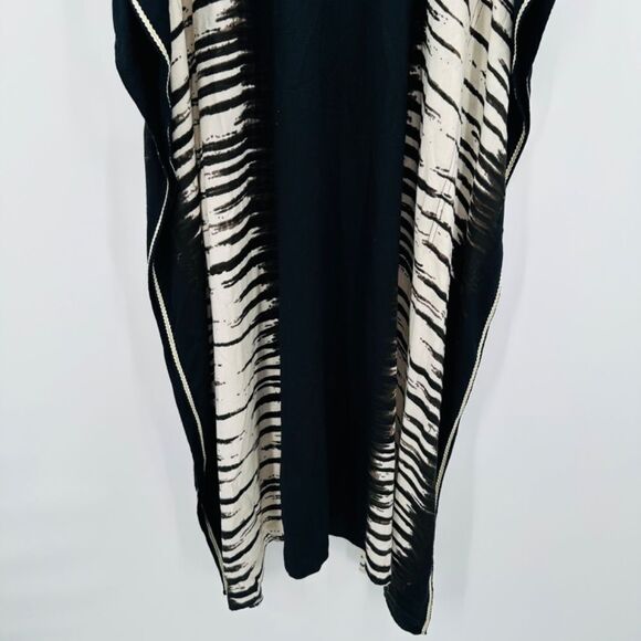 Soft Surroundings Size Small/Medium Black & Cream Embroidered Kaftan Maxi Dress - Picture 7 of 7